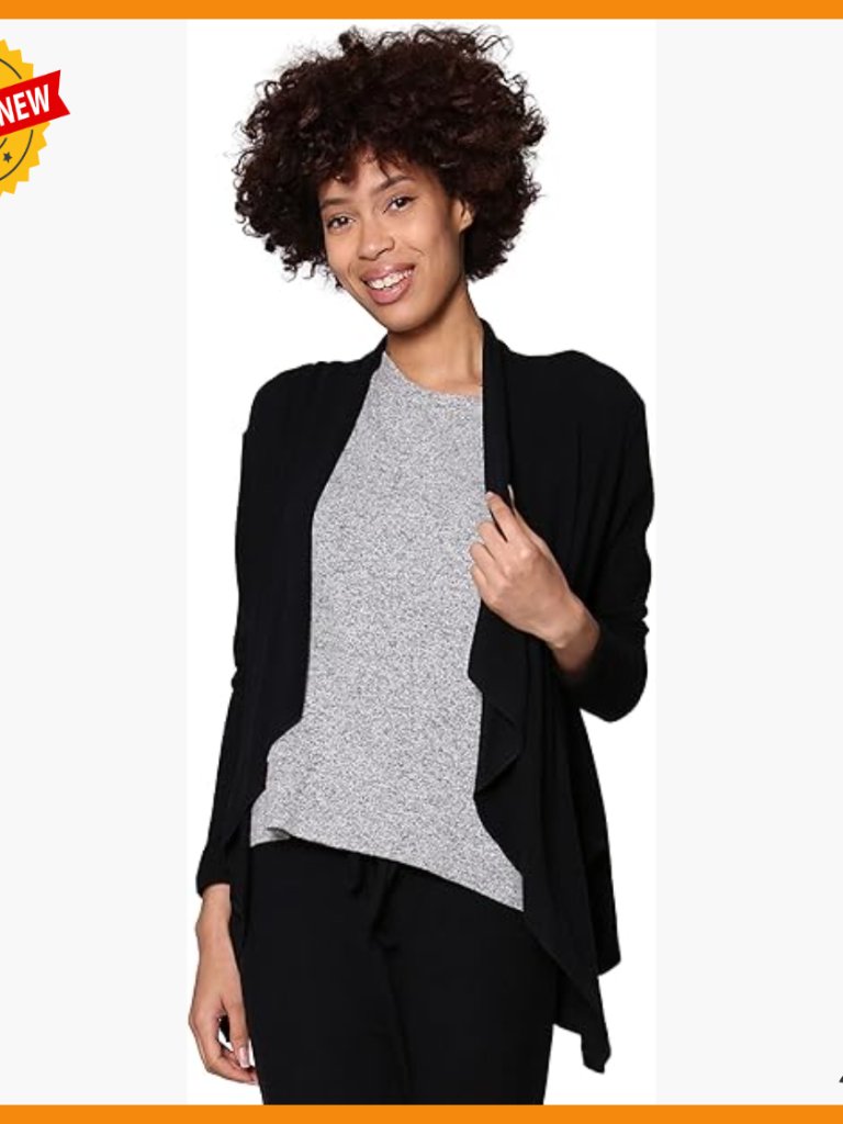Soft Rayon Blend Open Front Cardigan, Long Sleeve, Comfortable Fit